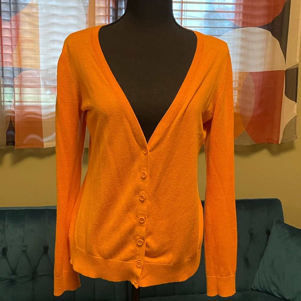 Orange Button-Up Women's Sweater